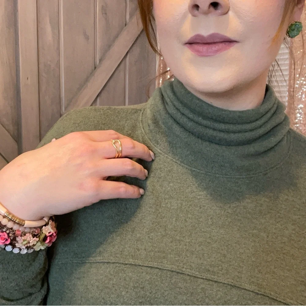 Aerie Forest Green Super Soft Slub Oversized Knit Long sleeve Top M - Picture 3 of 11
